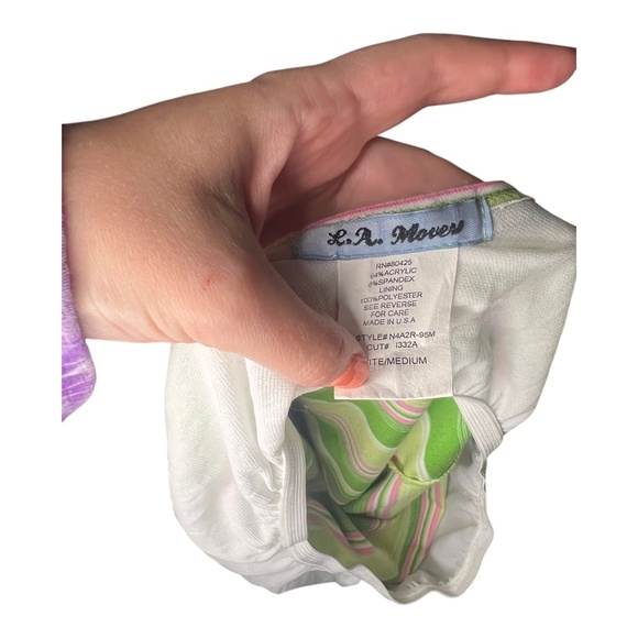 Y2K Green & Pink Striped Halter Top Tank Medium - Picture 3 of 4